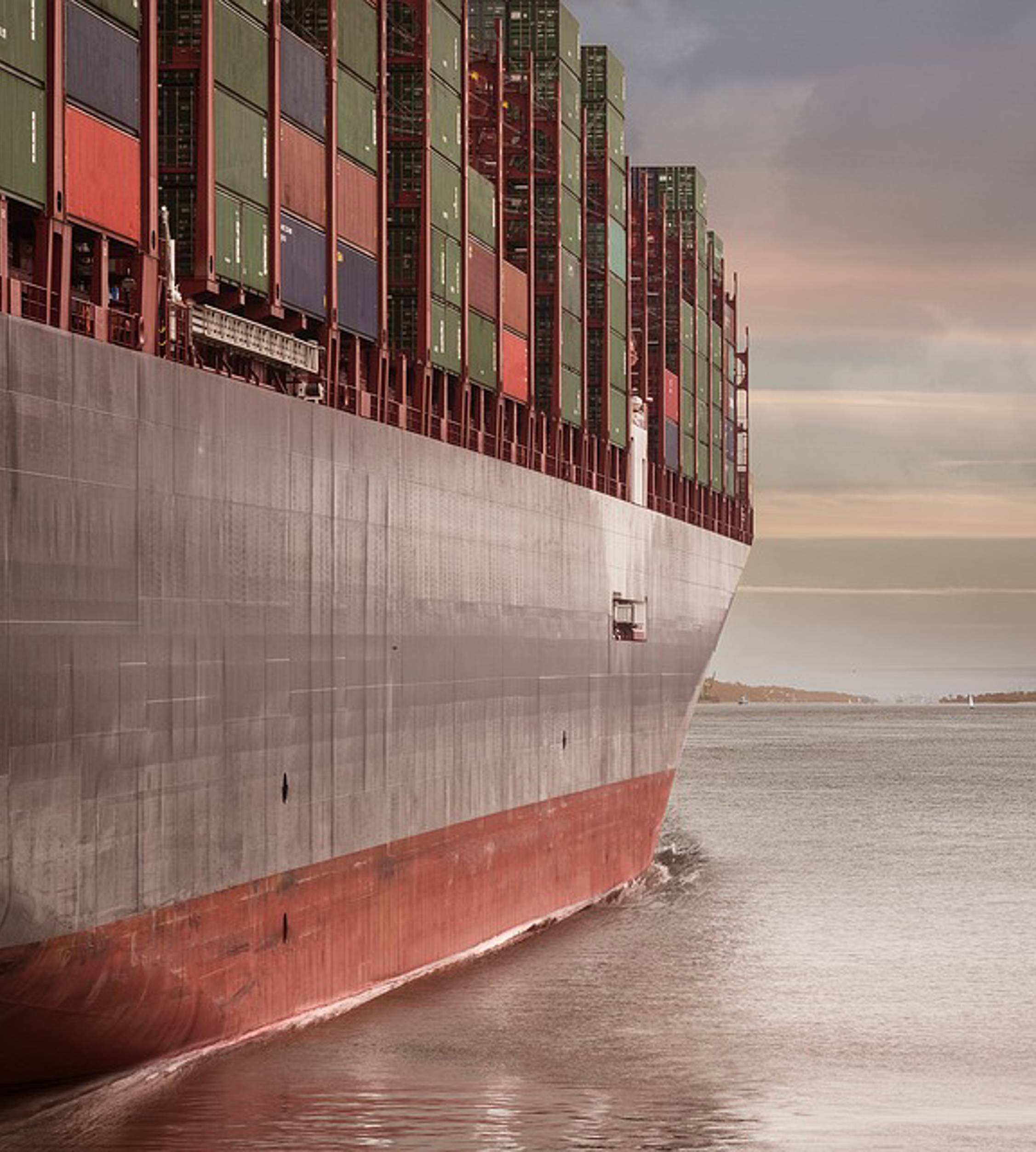 Close up of container ship